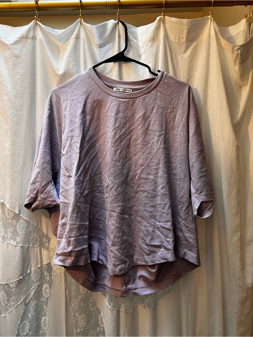 Zara Lilac Relaxed Crewneck Sweatshirt